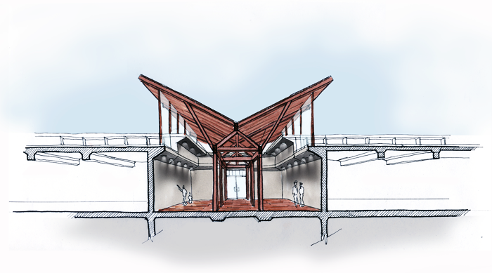 Sectional perspective study.