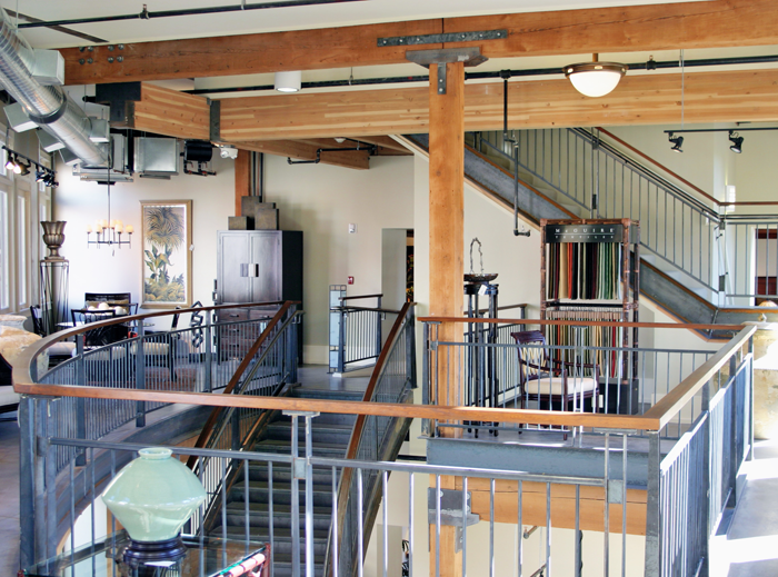 Upper level of the corner building's gallery space. Photo by Bob Kovalenko.